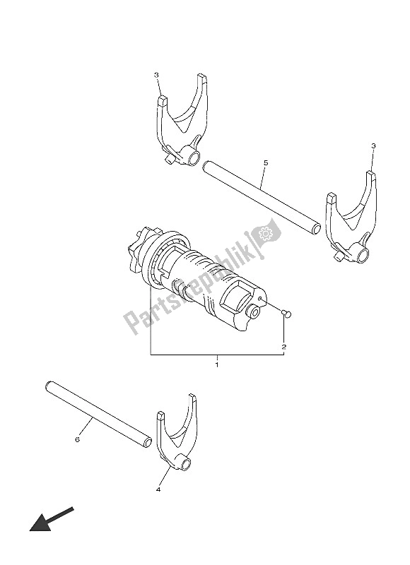 All parts for the Shift Cam & Fork of the Yamaha XVS 950 CU 2016