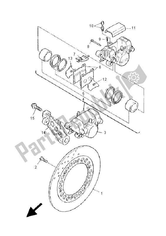 All parts for the Rear Brake Caliper of the Yamaha XJ 900S Diversion 2001