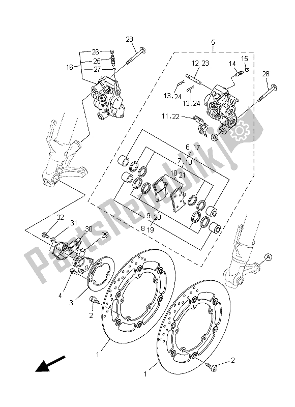 Alle onderdelen voor de Remklauw Voor van de Yamaha MT 09 Tracer ABS 900 2015