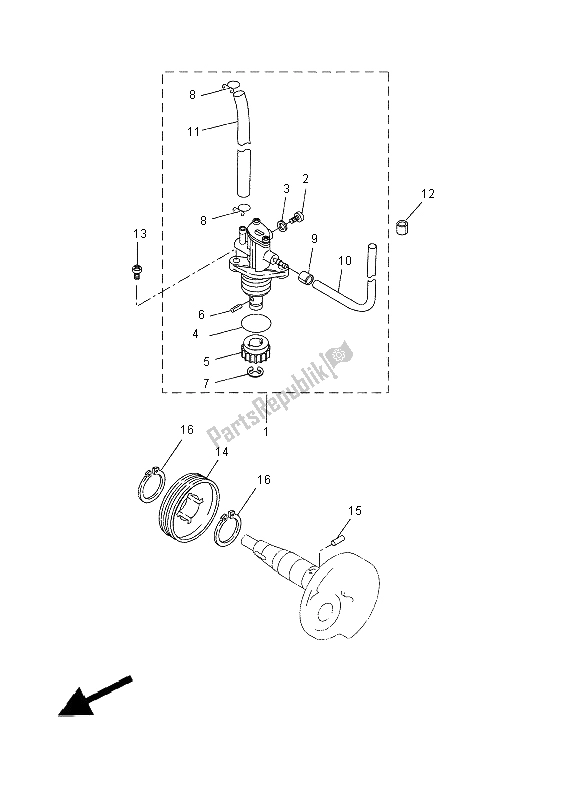 All parts for the Oil Pump of the Yamaha EW 50N 2014