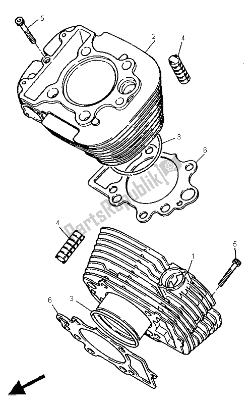 Toutes les pièces pour le Cylindre du Yamaha XV 535 S Virago 1997