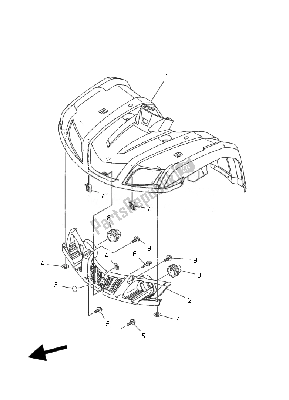 Todas las partes para Guardabarros Delantero de Yamaha YFM 350F Grizzly 4X4 2007