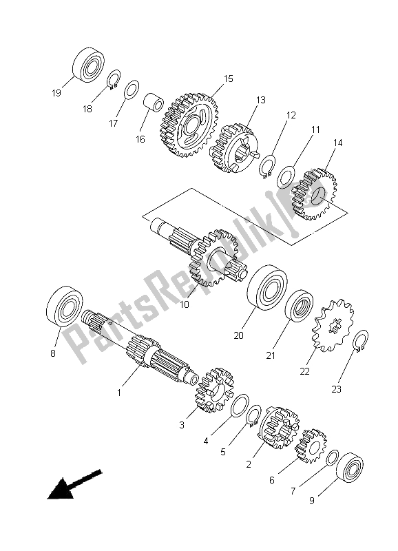 All parts for the Transmission of the Yamaha TT R 110E 2012