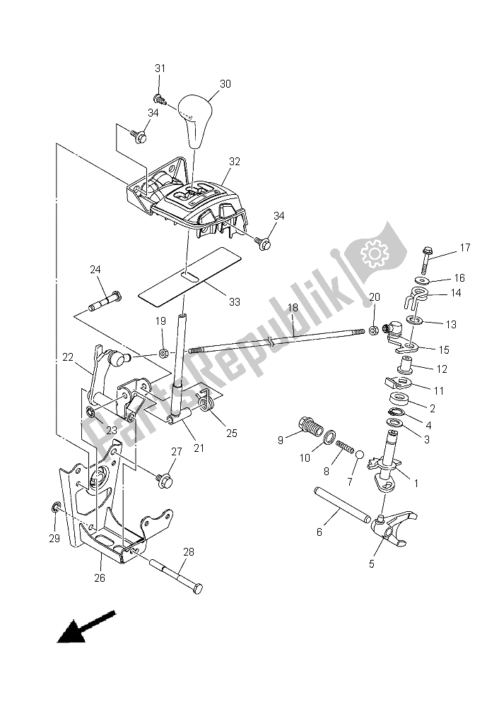 Tutte le parti per il Albero Del Cambio del Yamaha YFM 350A Grizzly 4X4 2015