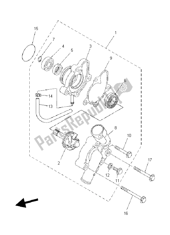 All parts for the Water Pump of the Yamaha YFM 400A Kodiak 2X4 2004