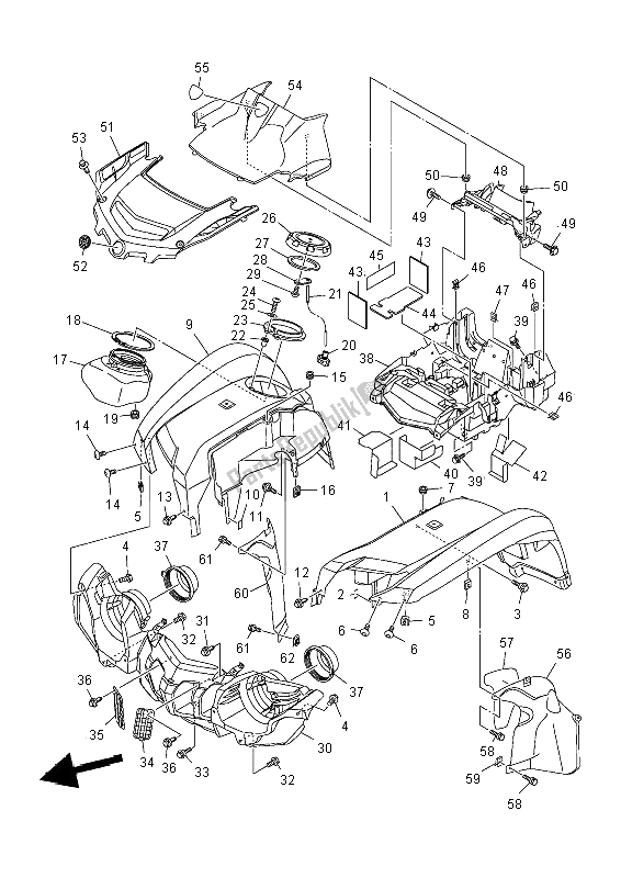 All parts for the Front Fender of the Yamaha YFM 700 Fwad Grizzly 4X4 2014