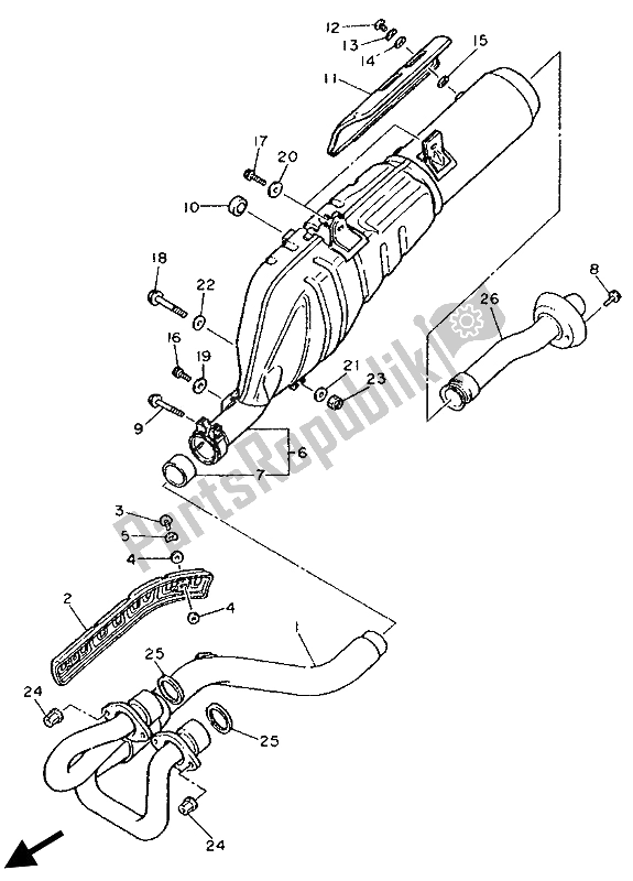 All parts for the Exhaust of the Yamaha XT 600K 1993