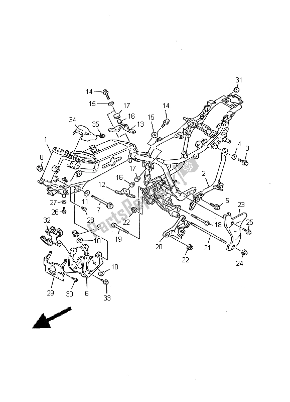 Todas as partes de Quadro, Armação do Yamaha XV 535 Virago 2000