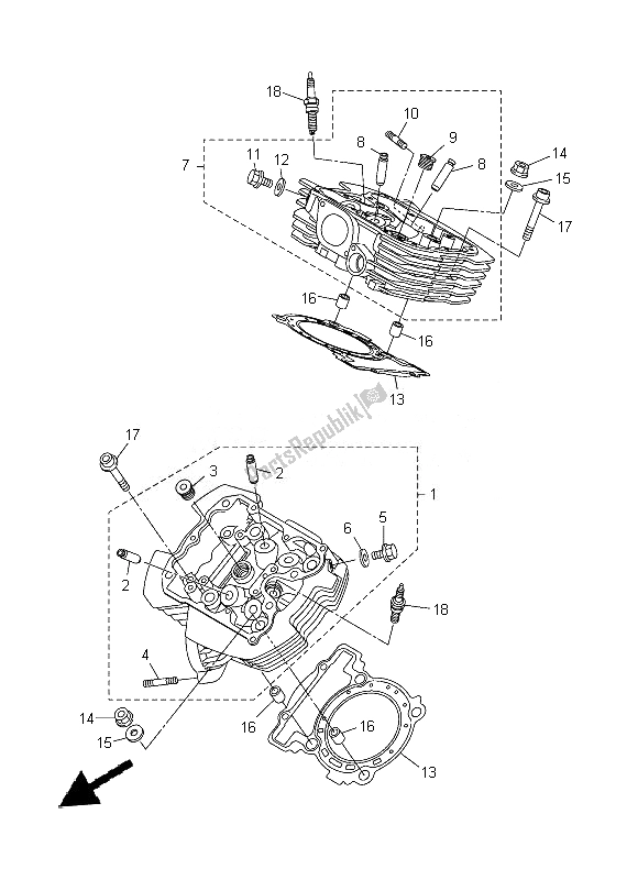 Toutes les pièces pour le Culasse du Yamaha XVS 1300A 2014