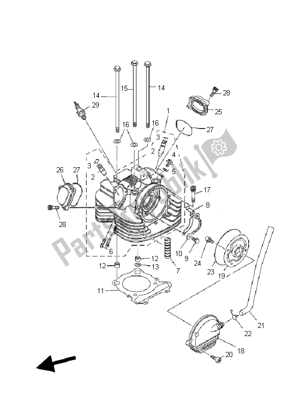 Todas las partes para Cabeza De Cilindro de Yamaha YFM 350F Grizzly 4X4 2007