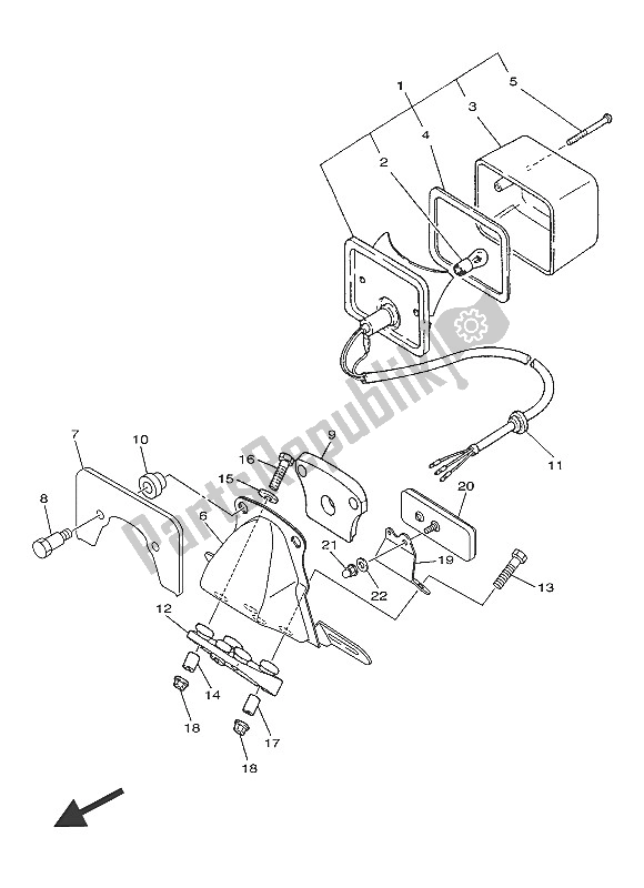 All parts for the Taillight of the Yamaha SR 400 2016