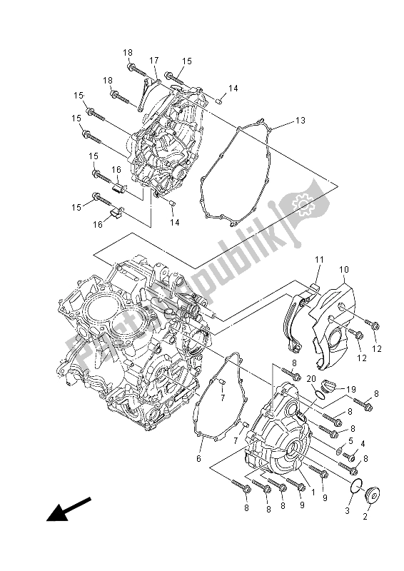 Toutes les pièces pour le Couvercle De Carter 1 du Yamaha MT-07 700 2015