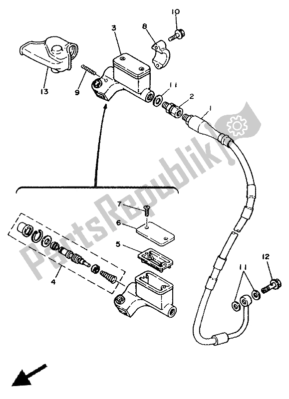 Toutes les pièces pour le Maître-cylindre Avant du Yamaha YZ 250 LC 1991