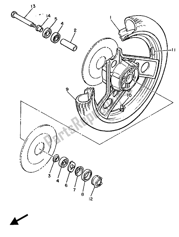 Todas as partes de Roda Da Frente do Yamaha XJ 600 1989