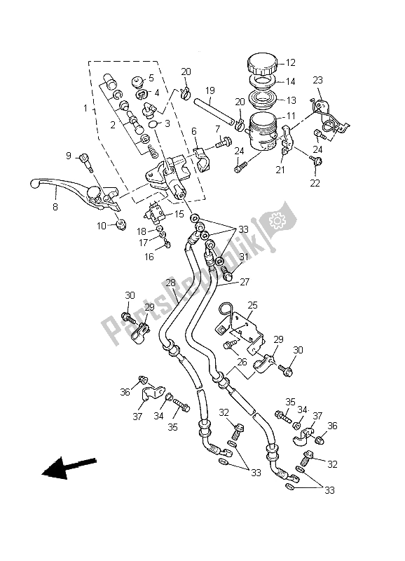 All parts for the Front Master Cylinder of the Yamaha YZF 600R Thundercat 2002