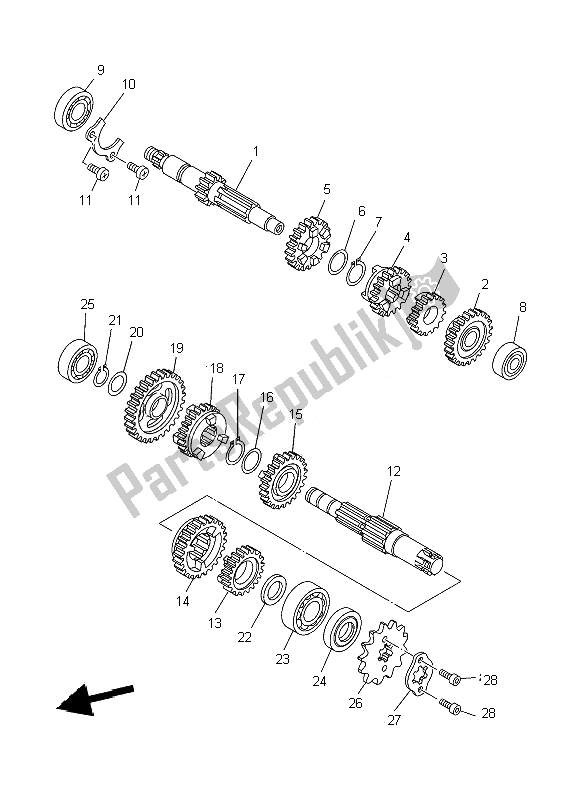 All parts for the Transmission of the Yamaha YBR 125 ED 2007