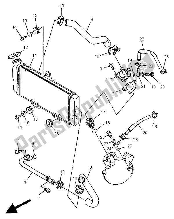 Toutes les pièces pour le Tuyau De Radiateur du Yamaha TDR 125 1998