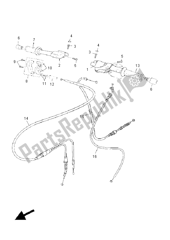 All parts for the Steering Handle & Cable of the Yamaha TZR 50 2008