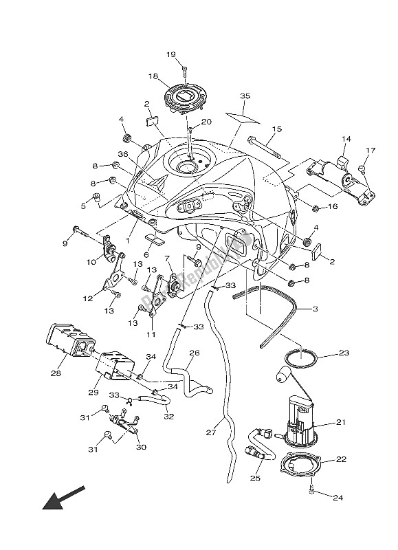 Alle onderdelen voor de Benzinetank van de Yamaha MT 10 1000 2016