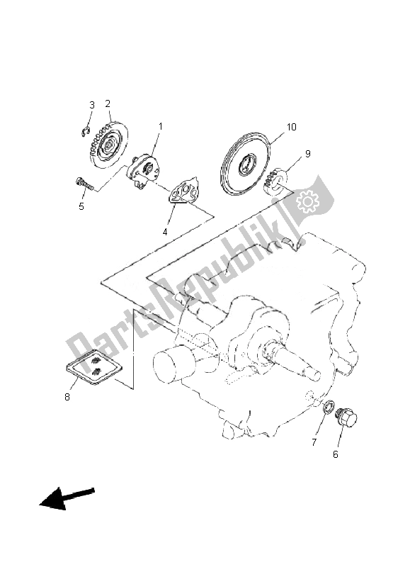 All parts for the Oil Pump of the Yamaha TT R 110E 2010