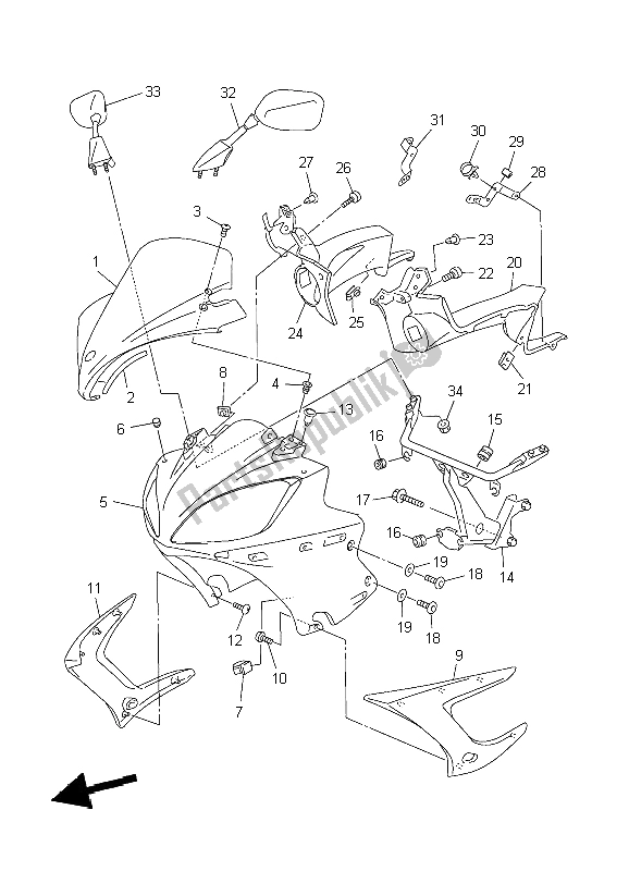 Todas las partes para Carenado 1 de Yamaha FZ6 S 600 2004