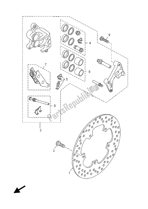 All parts for the Front Brake Caliper of the Yamaha YP 250 RA 2013