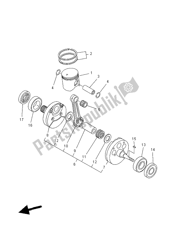 All parts for the Crankshaft & Piston of the Yamaha YZ 250 2008