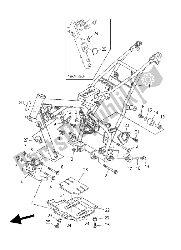 Todas las partes para Marco de Yamaha TT R 125E SW LW 2010