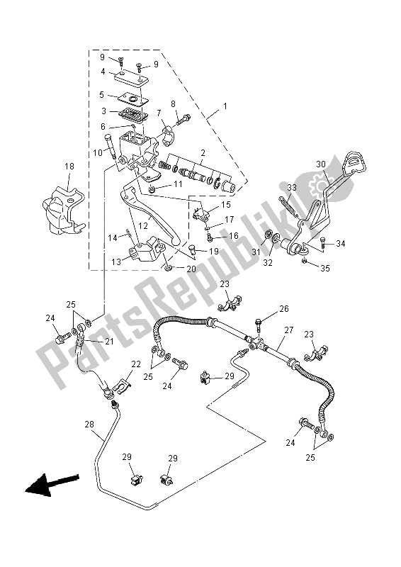 All parts for the Rear Master Cylinder of the Yamaha YFM 550 Fwad 2014