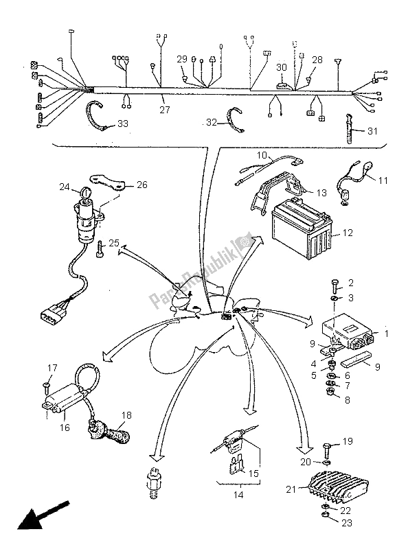 Todas las partes para Eléctrico 1 de Yamaha SZR 660 1995