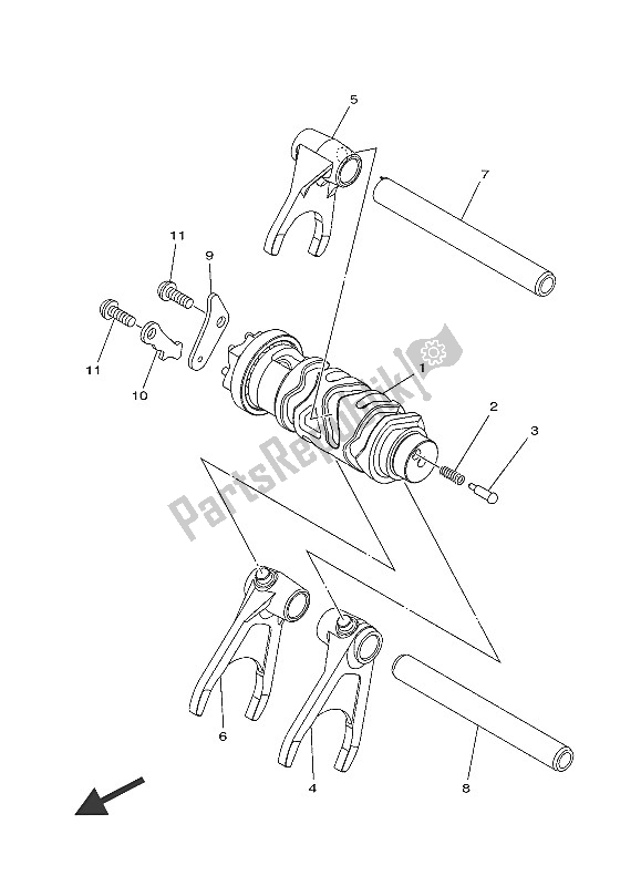 All parts for the Shift Cam & Fork of the Yamaha MT 09 900 2016