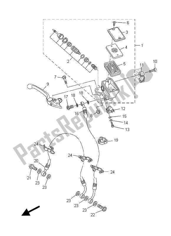 All parts for the Front Master Cylinder of the Yamaha MT 09 900 2015