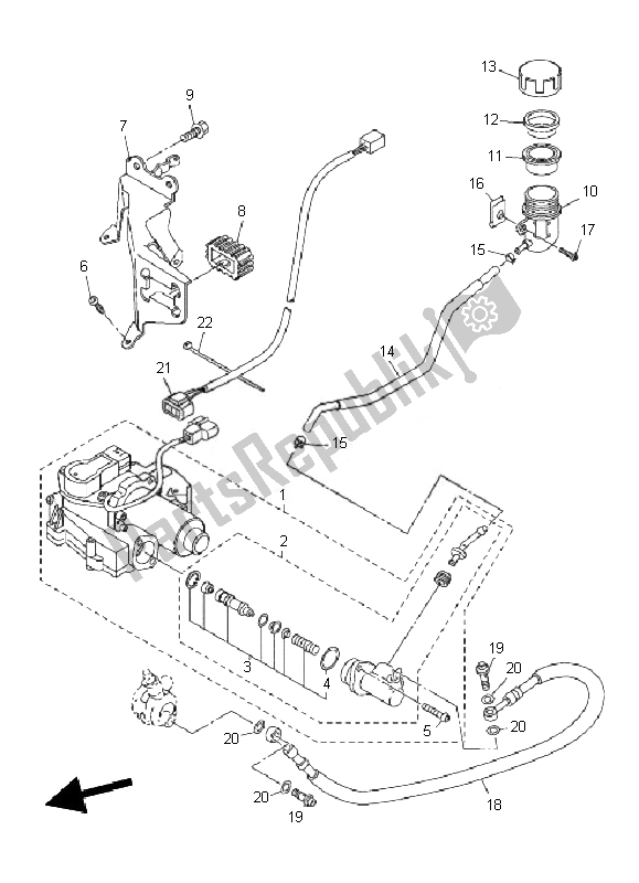 All parts for the Cluch Actuator of the Yamaha FJR 1300 AS 2010
