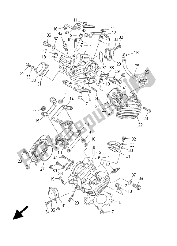 Todas as partes de Cabeça De Cilindro do Yamaha XVS 650A Dragstar 2001