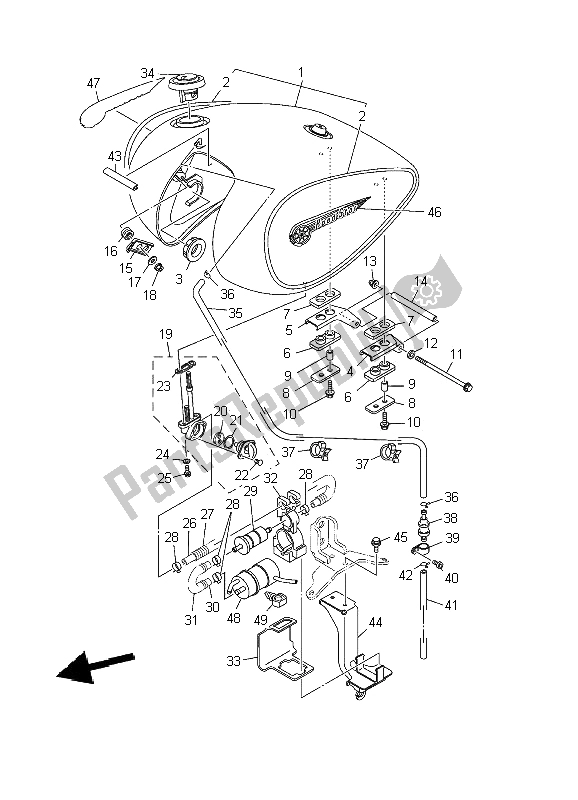 Toutes les pièces pour le Réservoir D'essence du Yamaha XV 1600A Wildstar 2002