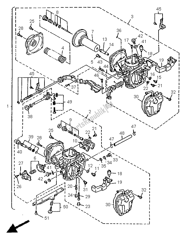 All parts for the Carburetor of the Yamaha XV 535 S Virago 1995