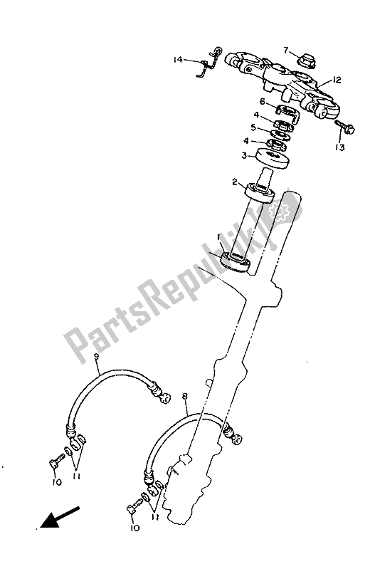 Todas as partes de Direção do Yamaha FJ 1200 1987