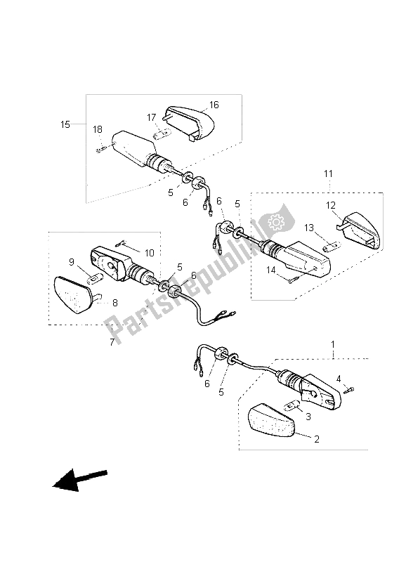 Toutes les pièces pour le Lumière Clignotante du Yamaha BT 1100 Bulldog 2004