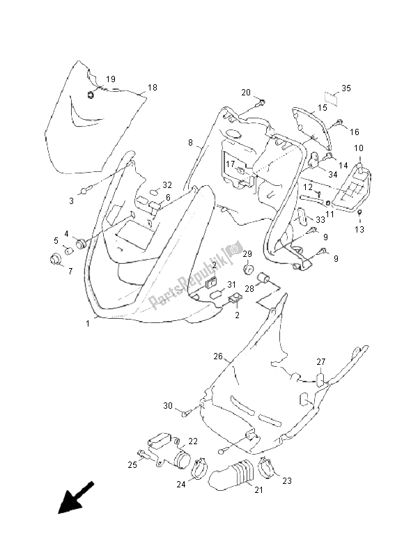 Tutte le parti per il Scudo Per Le Gambe del Yamaha XC 125 Cygnus X 2006