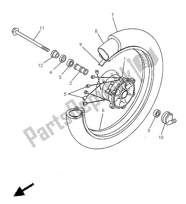 All parts for the Front Wheel of the Yamaha SR 125 1999