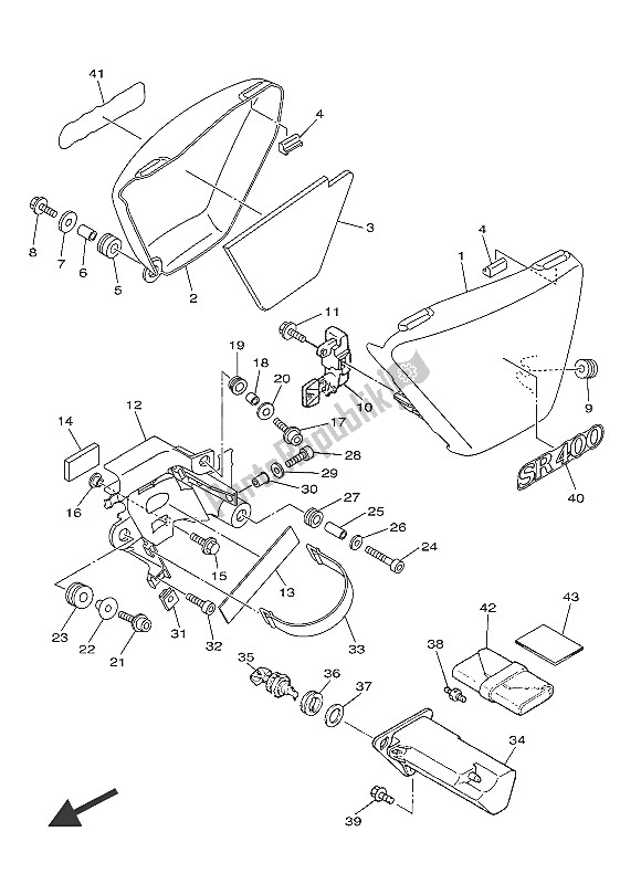 All parts for the Side Cover of the Yamaha SR 400 2016