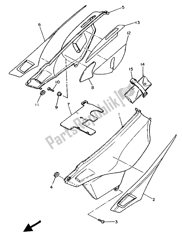 All parts for the Side Cover of the Yamaha XT 600E 1992