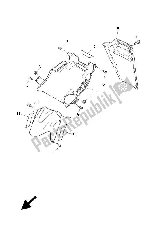 All parts for the Front Fender of the Yamaha YQ 50L Aerox Race Replica 2007