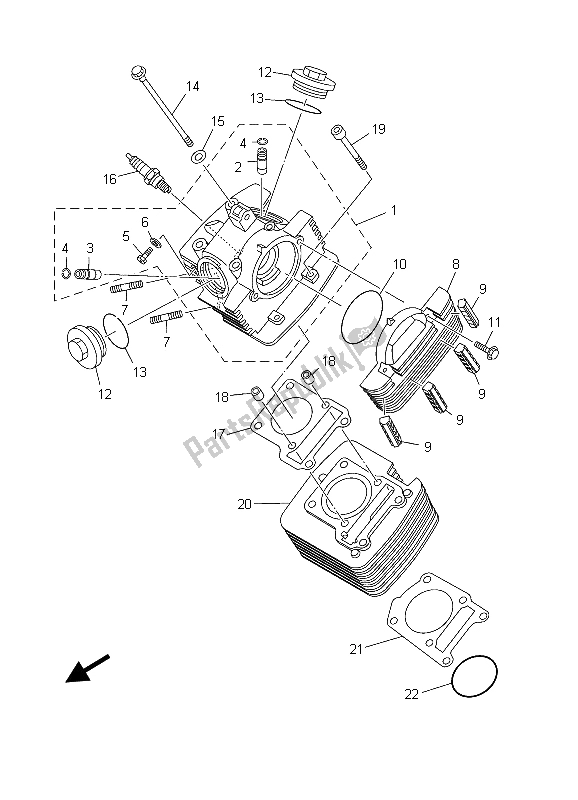 All parts for the Cylinder of the Yamaha TT R 125E SW LW 2003