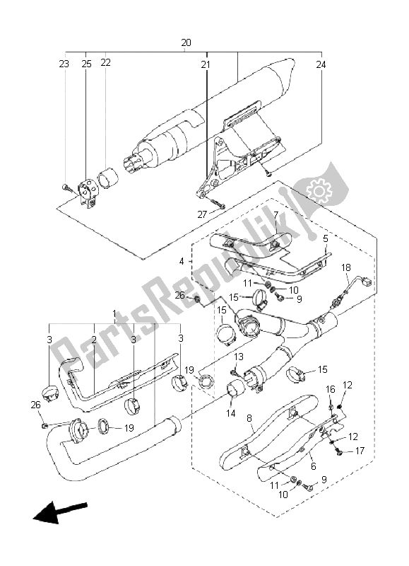 Tutte le parti per il Scarico del Yamaha XVS 1300A Midnight Star 2008