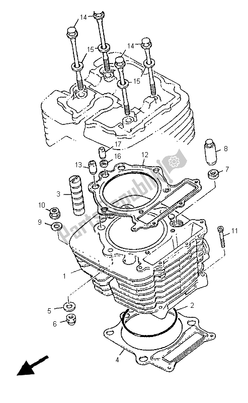 All parts for the Cylinder of the Yamaha TT 600E 1997