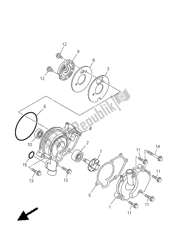 All parts for the Water Pump of the Yamaha T 135 FI Crypton X 2014