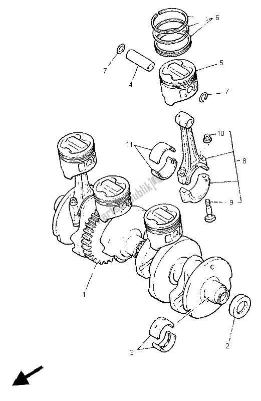 All parts for the Crankshaft & Piston of the Yamaha XJR 1200 SP 1997