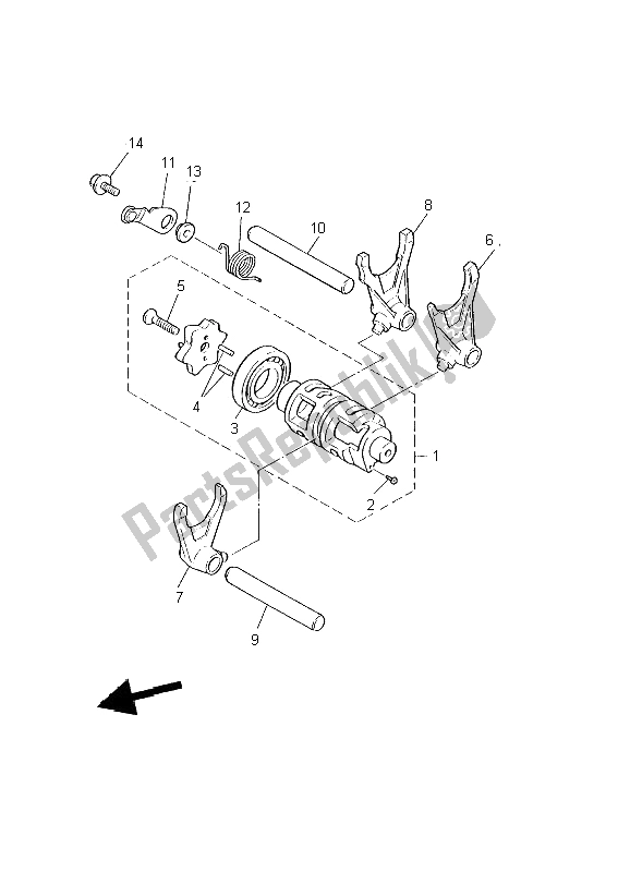 All parts for the Shift Cam & Fork of the Yamaha XT 600E 2002