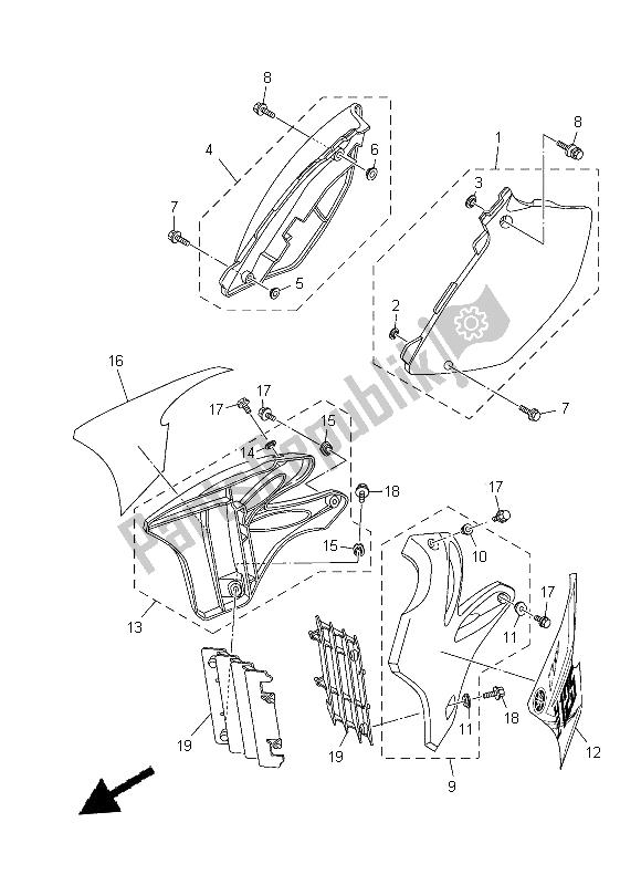 Toutes les pièces pour le Couvercle Latéral du Yamaha YZ 125 2014